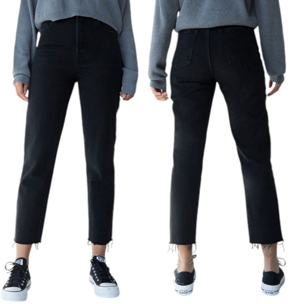 PacSun black high rise straight leg raw hem cotton denim jeans size 24